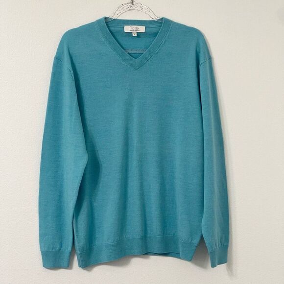 Turnbury Merino Wool V-Neck Sweater Vest Dark Turquoise Size L - Picture 1 of 8